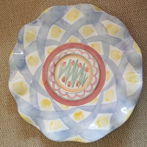 Mackenzie Childs Aalsmeer Ruffled Edge Tea Cup & Saucer Tulip Flowers Pottery - Picture 10 of 14